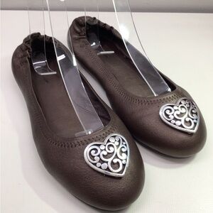 Brighton Bronze Flats with Silver Heart Detail